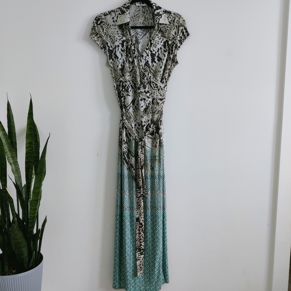 Milano Snake Print Wrap Maxi Dress Size M